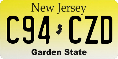 NJ license plate C94CZD
