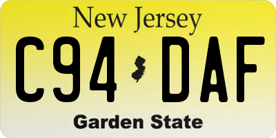 NJ license plate C94DAF