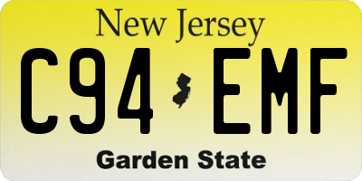 NJ license plate C94EMF