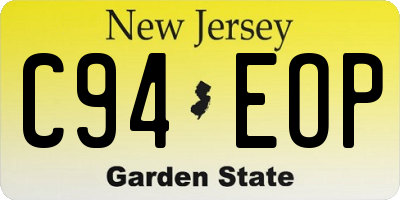 NJ license plate C94EOP