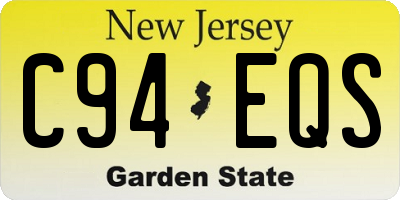 NJ license plate C94EQS