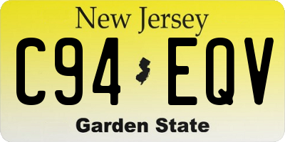 NJ license plate C94EQV