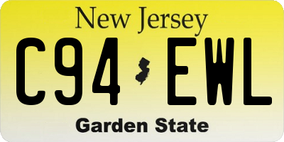 NJ license plate C94EWL