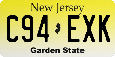 NJ license plate C94EXK