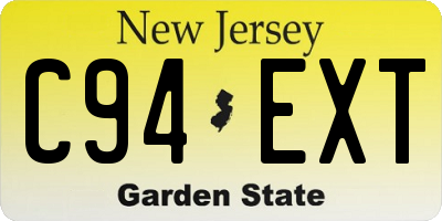 NJ license plate C94EXT