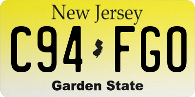 NJ license plate C94FGO