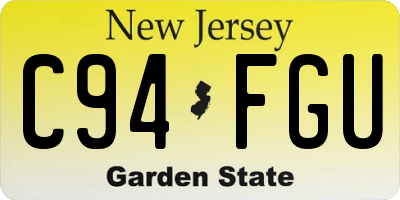 NJ license plate C94FGU