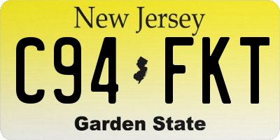 NJ license plate C94FKT
