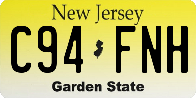 NJ license plate C94FNH