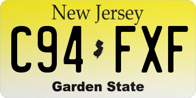 NJ license plate C94FXF