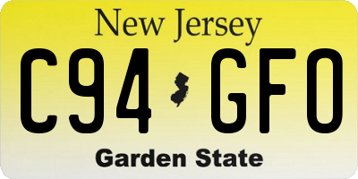 NJ license plate C94GFO