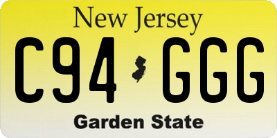 NJ license plate C94GGG