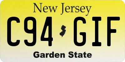 NJ license plate C94GIF