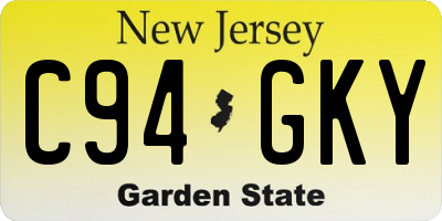 NJ license plate C94GKY