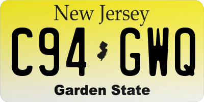NJ license plate C94GWQ