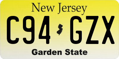 NJ license plate C94GZX
