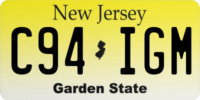 NJ license plate C94IGM