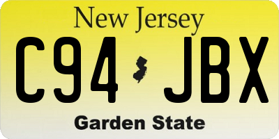 NJ license plate C94JBX