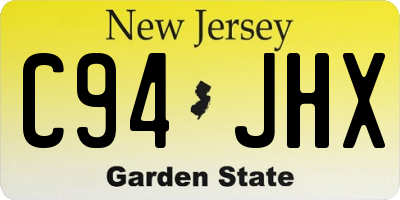 NJ license plate C94JHX