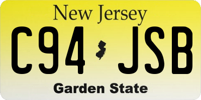 NJ license plate C94JSB