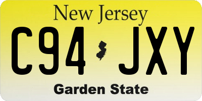 NJ license plate C94JXY