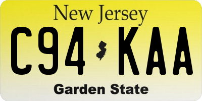 NJ license plate C94KAA