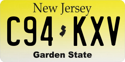 NJ license plate C94KXV