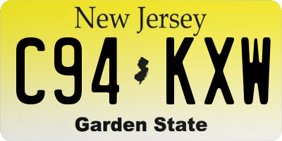 NJ license plate C94KXW