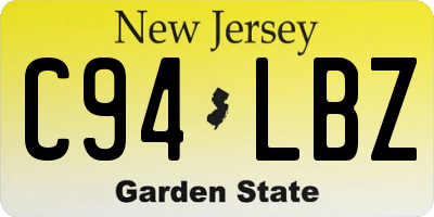 NJ license plate C94LBZ