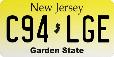 NJ license plate C94LGE