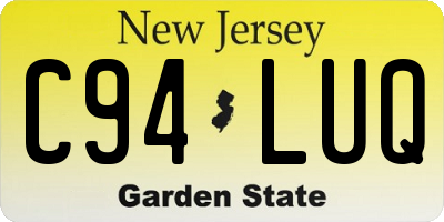 NJ license plate C94LUQ