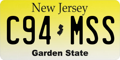 NJ license plate C94MSS