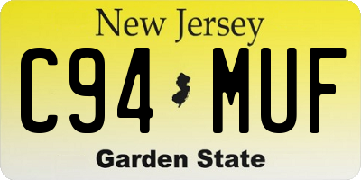 NJ license plate C94MUF