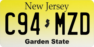 NJ license plate C94MZD