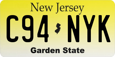 NJ license plate C94NYK