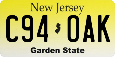 NJ license plate C94OAK