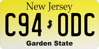 NJ license plate C94ODC