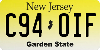 NJ license plate C94OIF
