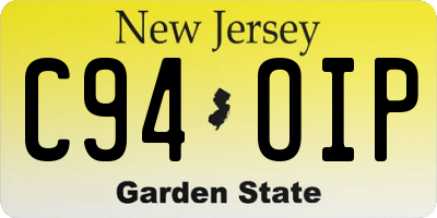 NJ license plate C94OIP