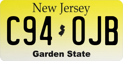 NJ license plate C94OJB