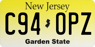 NJ license plate C94OPZ