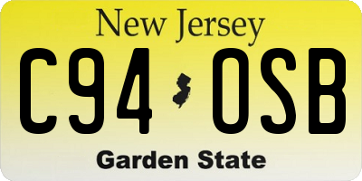 NJ license plate C94OSB