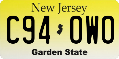 NJ license plate C94OWO