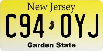 NJ license plate C94OYJ