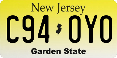 NJ license plate C94OYO
