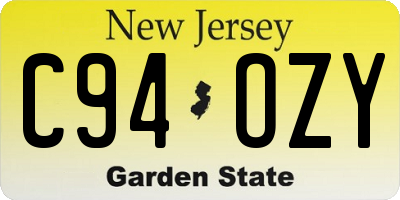 NJ license plate C94OZY