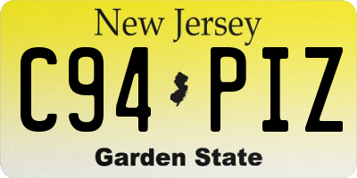 NJ license plate C94PIZ