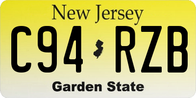 NJ license plate C94RZB