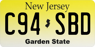 NJ license plate C94SBD