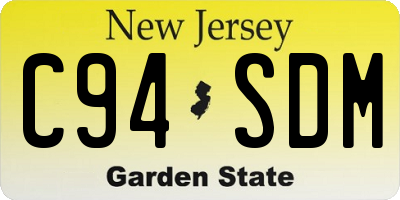 NJ license plate C94SDM